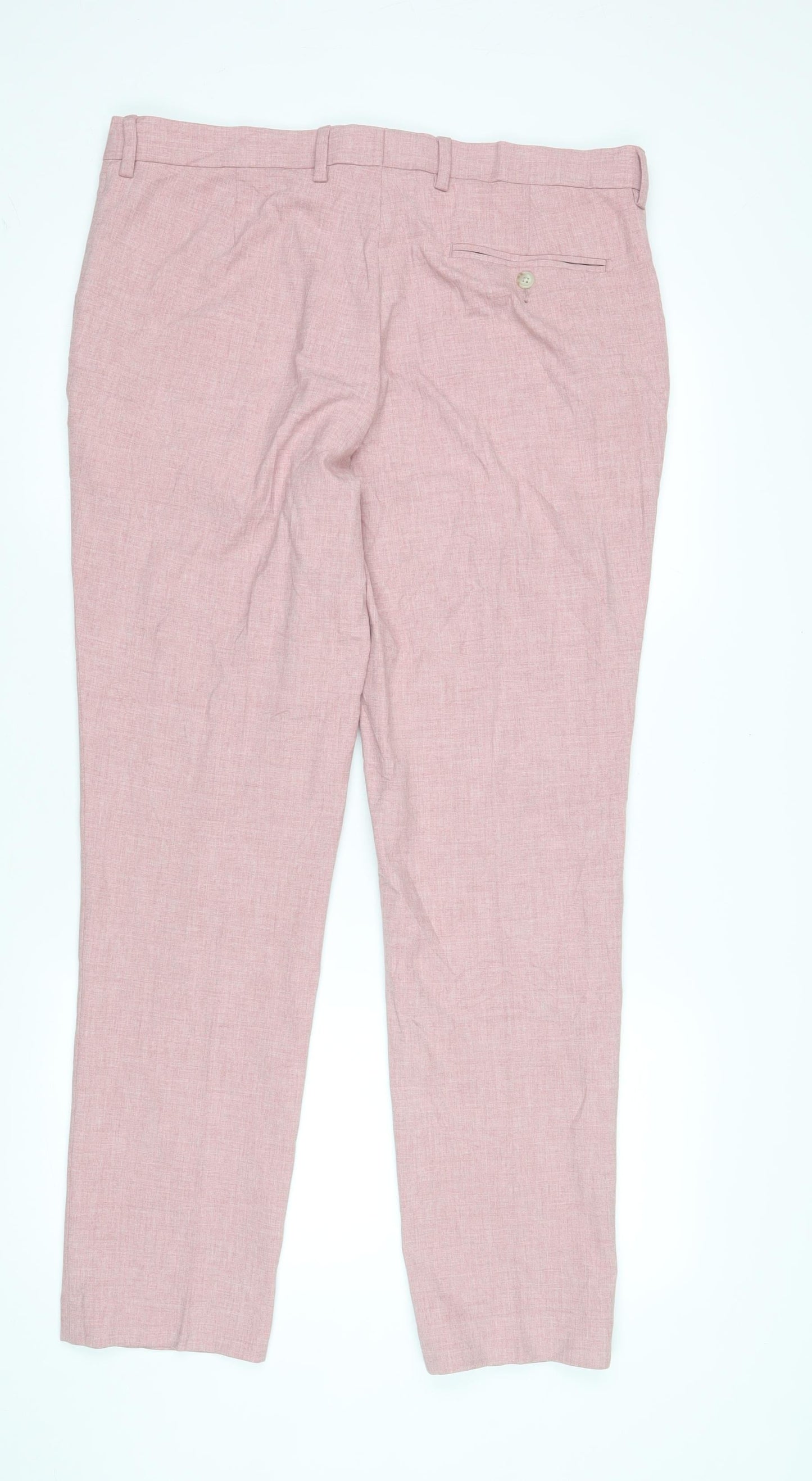Marks and Spencer Slim Fit Pink Trousers, 36 In
