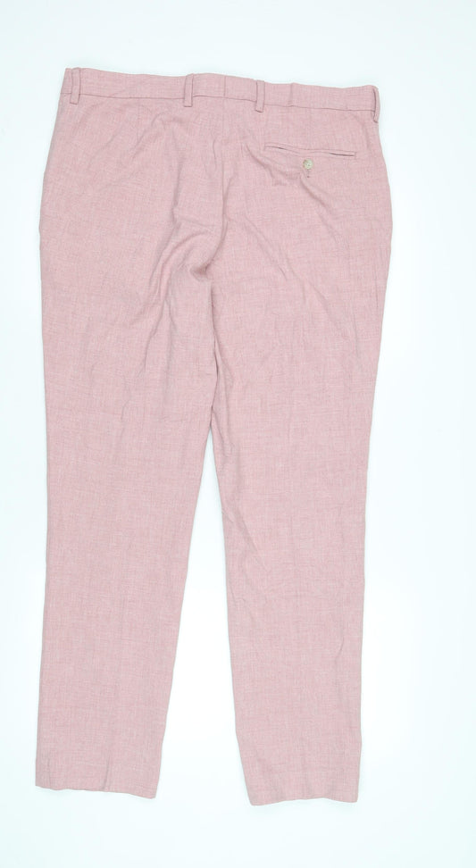 Marks and Spencer Slim Fit Pink Trousers, 36 In