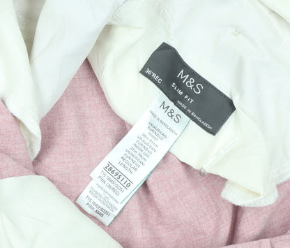 Marks and Spencer Slim Fit Pink Trousers, 36 In