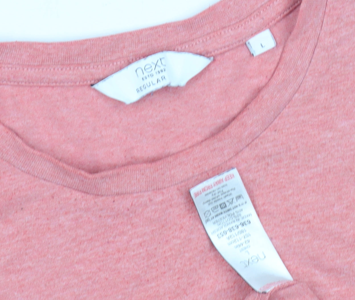 Next Men's Pink Crew Neck T-Shirt, Size L, Solid, New