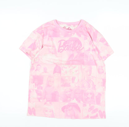 Barbie Girls Pink Graphic T-Shirt in M with Logo Accents