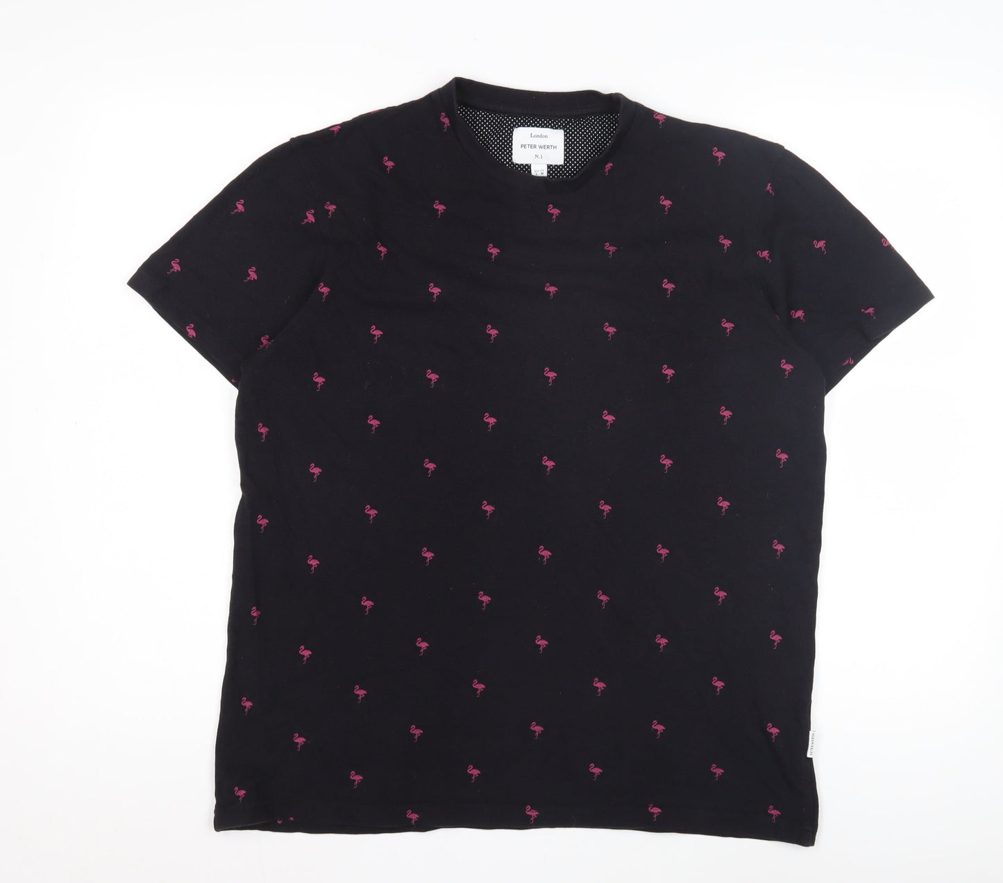 Peter Werth Men's Black Flamingo T-Shirt, Size L