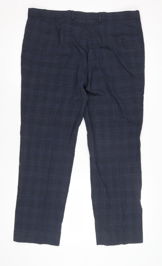 Marks and Spencer Men's Blue Check Trousers 36 in