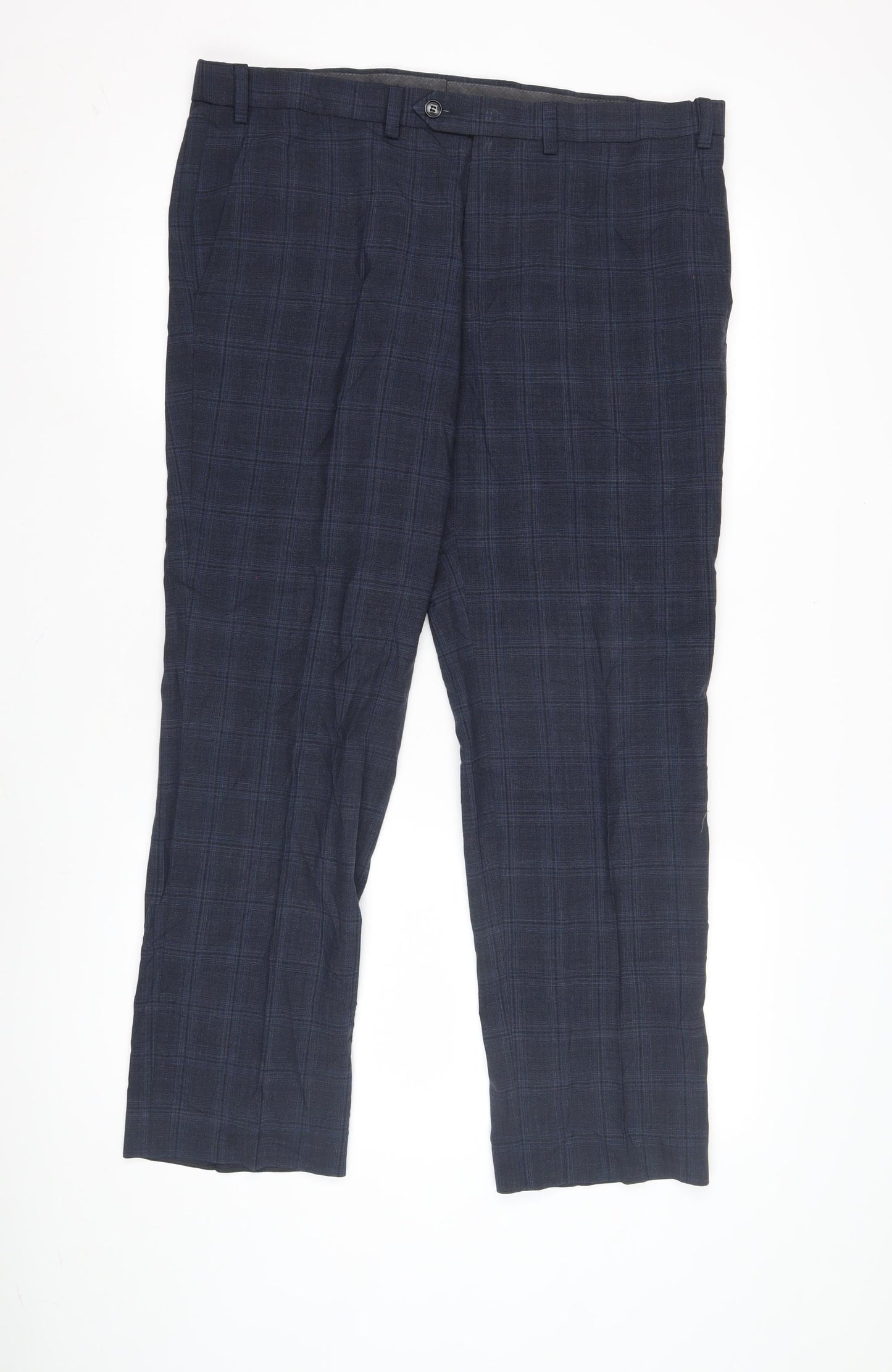 Marks and Spencer Men's Blue Check Trousers 36 in