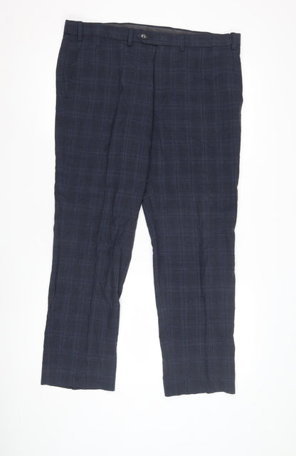Marks and Spencer Men's Blue Check Trousers 36 in