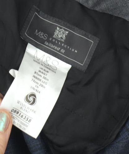 Marks and Spencer Men's Blue Check Trousers 36 in