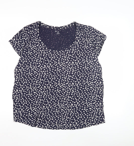 Gap Women's Blue Floral T-Shirt, Size L