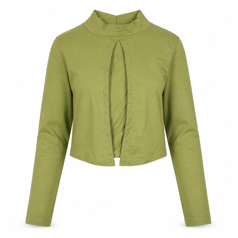 Womens UK Size 10 Boohoo Green Cropped Blouse