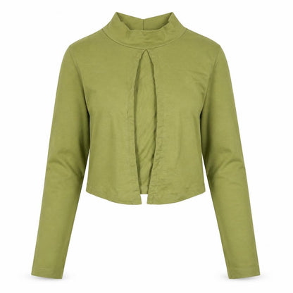 Womens UK Size 10 Boohoo Green Cropped Blouse