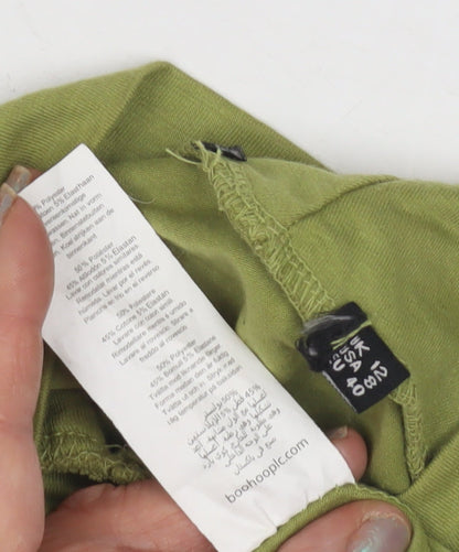 Boohoo Women's Green Cropped Blouse Size 10