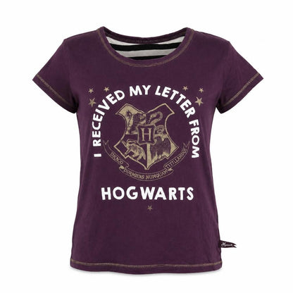 Harry Potter Womens Purple Hogwarts T-Shirt Size S