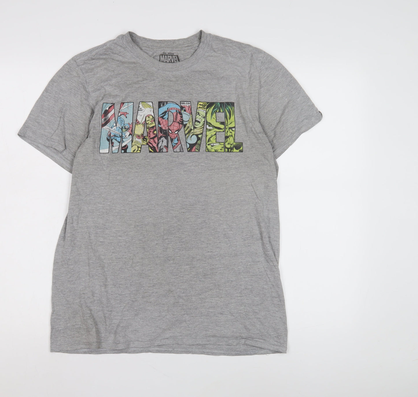 Marvel Men’s Grey Comic Print T-Shirt Medium