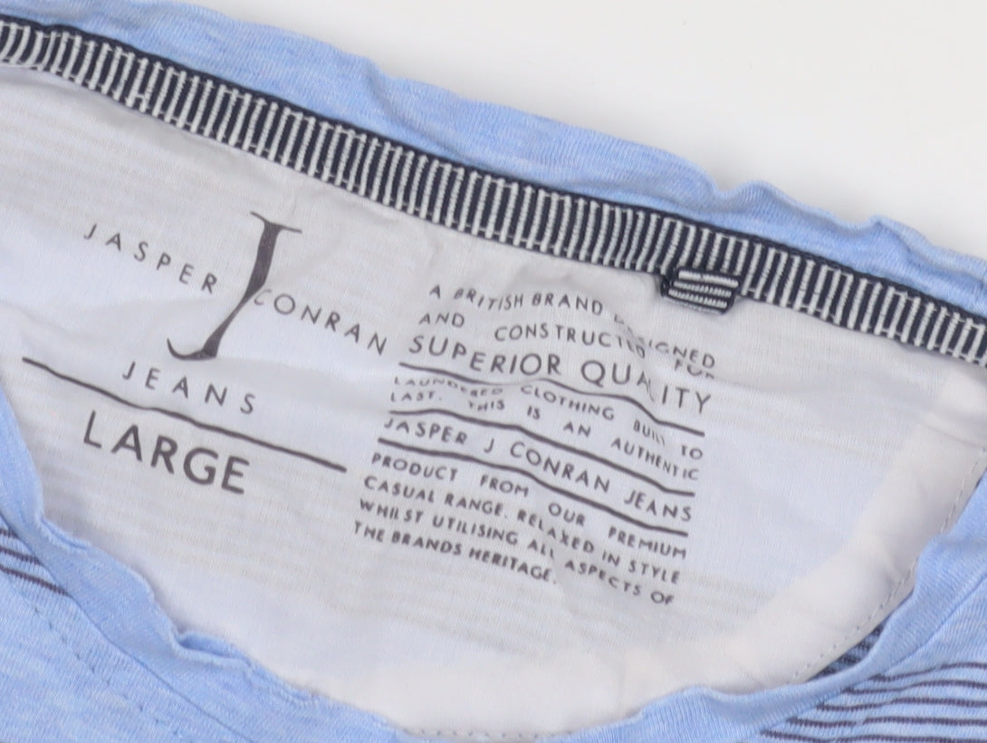 Jasper Conran Men's Blue Striped Crew Neck T-Shirt, Size L