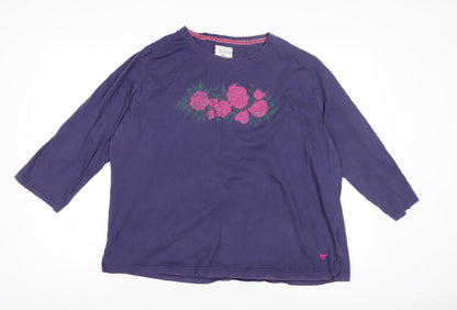 Womens UK Size XL Country Rose Purple Basic T-Shirt