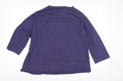 Womens UK Size XL Country Rose Purple Basic T-Shirt