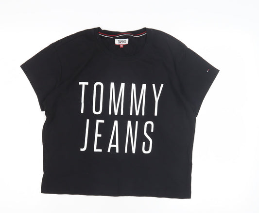 Womens UK Size S Tommy Jeans Black Basic T-Shirt