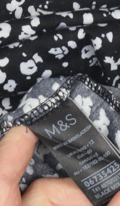 Womens UK Size 12 Marks and Spencer Black  T-Shirt