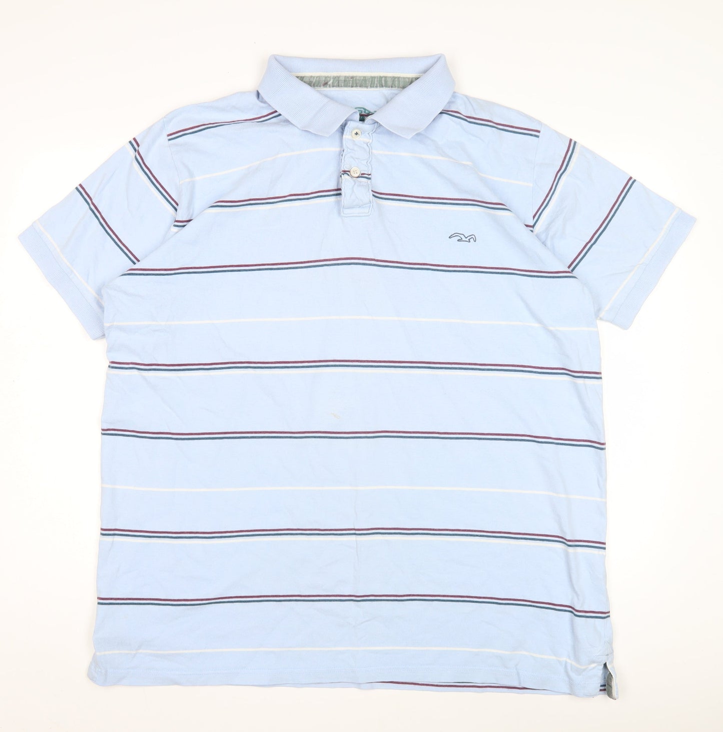 Vintage Men's Blue Striped Polo Shirt 2XL