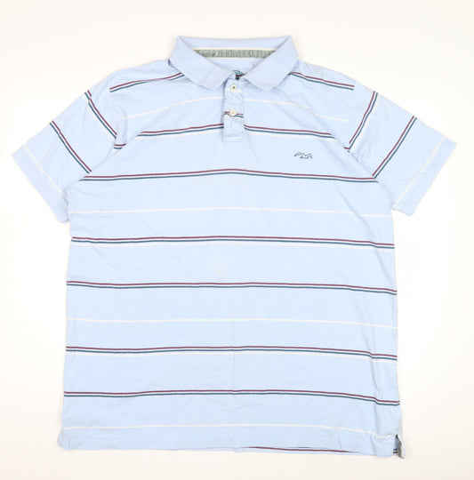 Vintage Men's Blue Striped Polo Shirt 2XL