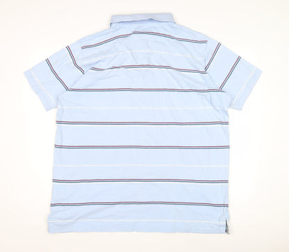 Vintage Men's Blue Striped Polo Shirt 2XL