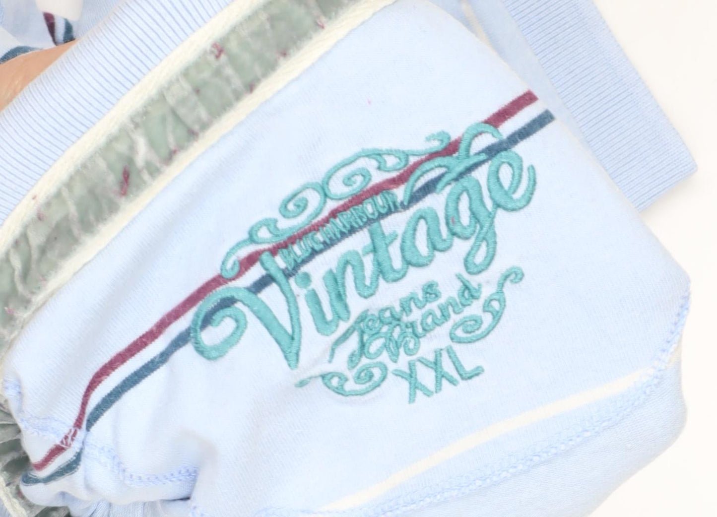 Vintage Men's Blue Striped Polo Shirt 2XL