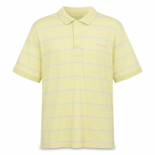 Front view of Adidas Men's Yellow Striped Polo Shirt - S