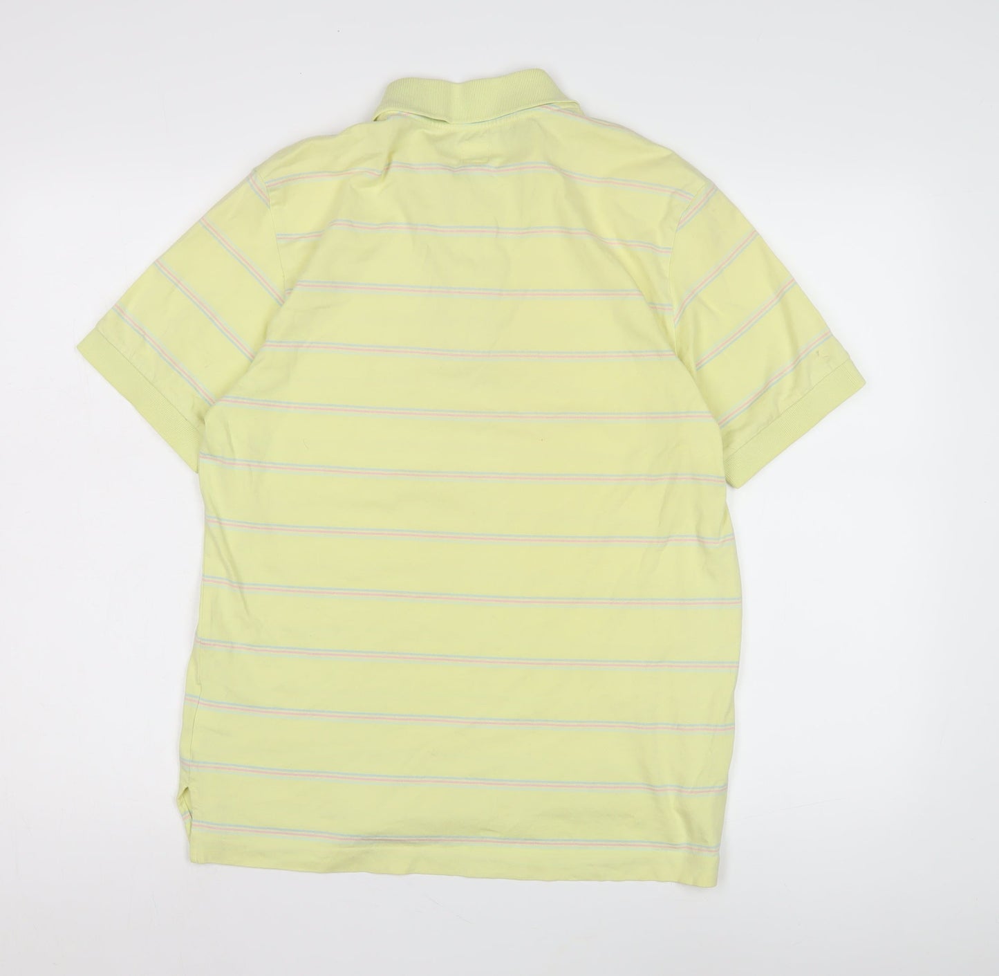 Adidas Men's Yellow Striped Polo Shirt - S
