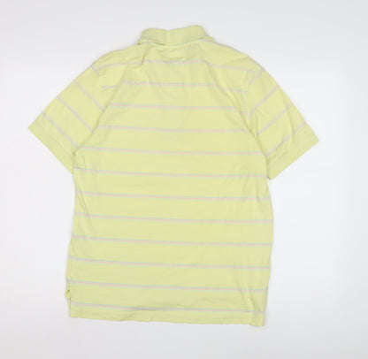Adidas Men's Yellow Striped Polo Shirt - S