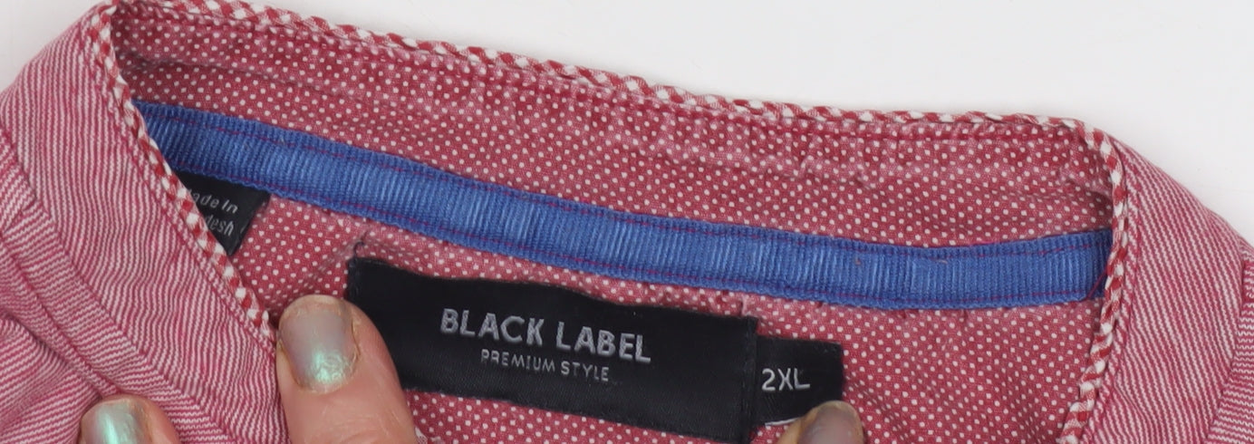 Black Label Men's Red 2XL Henley T-Shirt