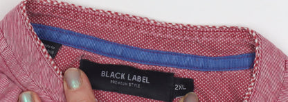 Black Label Men's Red 2XL Henley T-Shirt