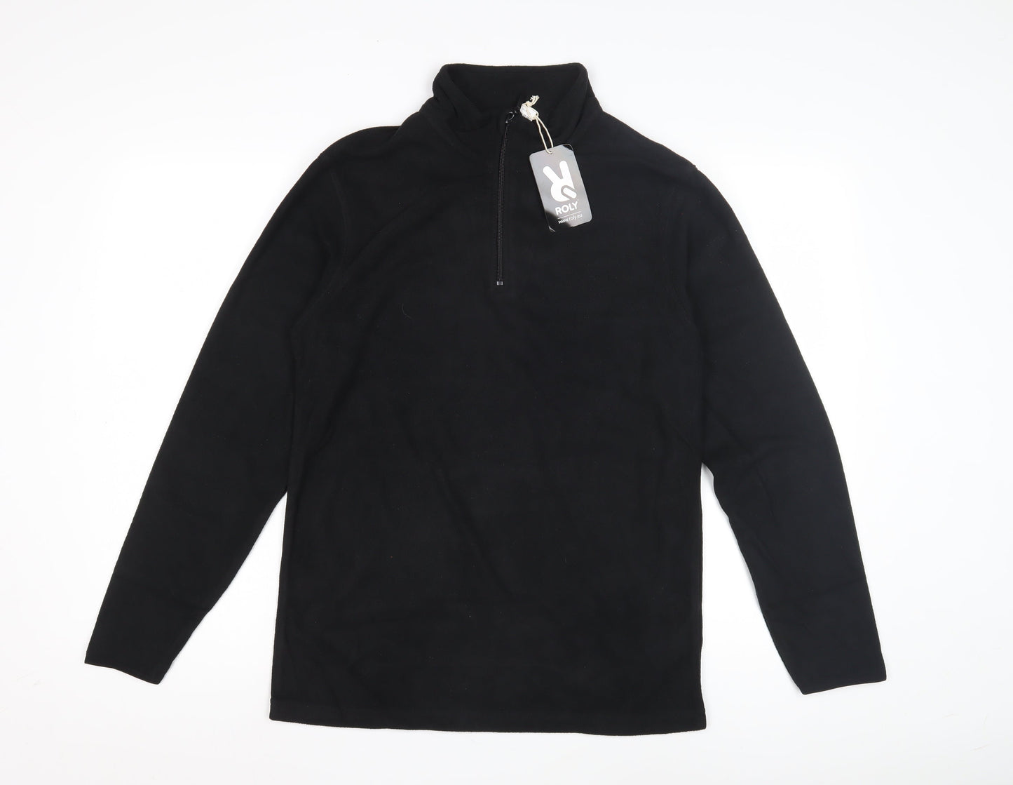 Unisex Adults UK Size S Roly Black Henley Sweatshirt