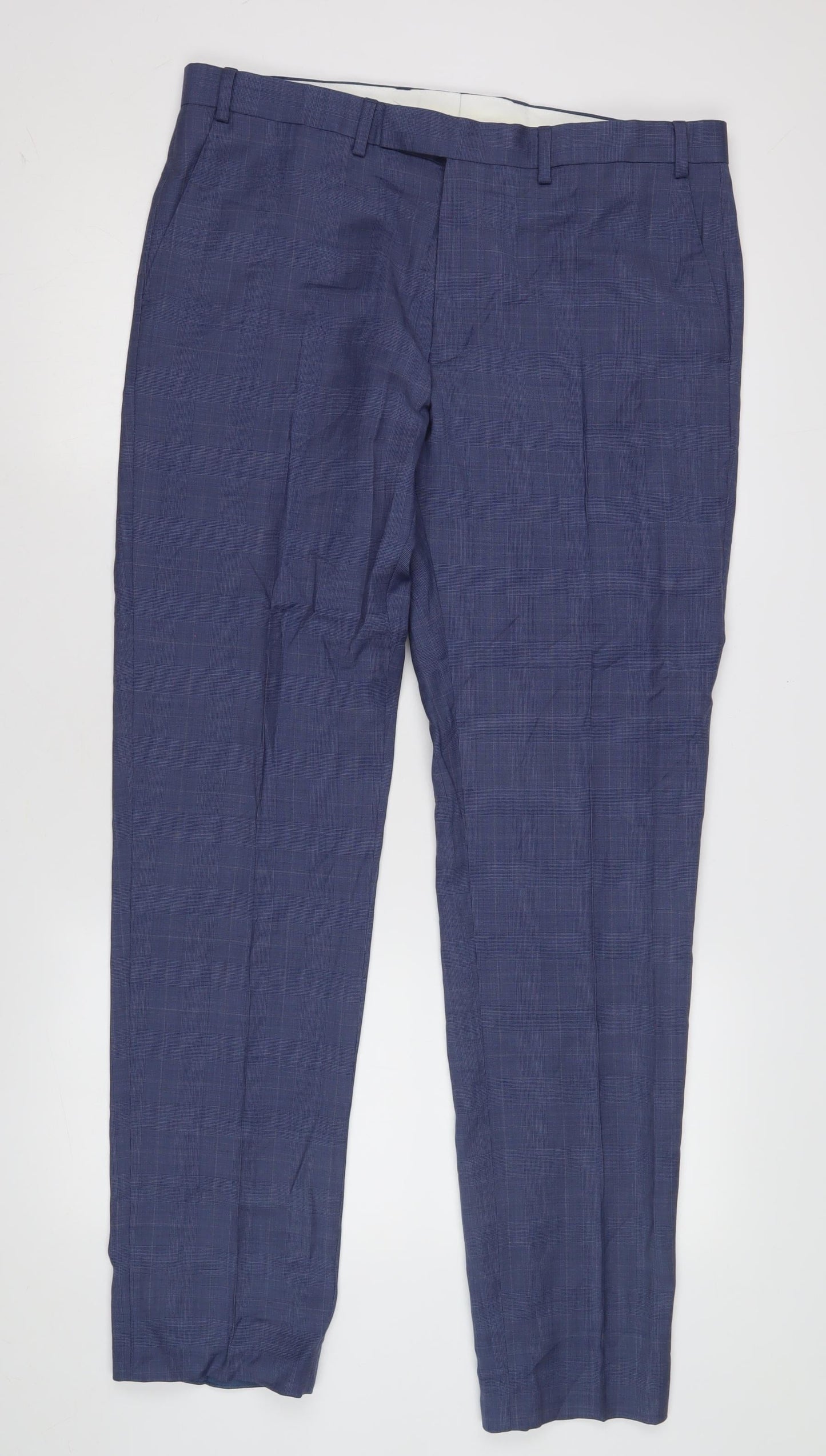 Marks & Spencer Mens Blue Slim Fit Dress Trousers 36