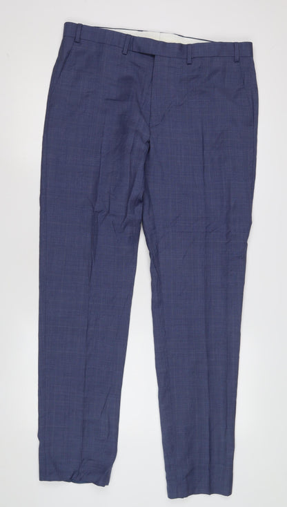 Marks & Spencer Mens Blue Slim Fit Dress Trousers 36