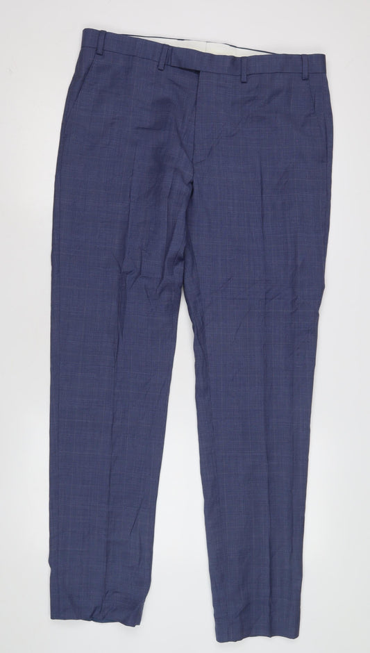 Marks & Spencer Mens Blue Slim Fit Dress Trousers 36