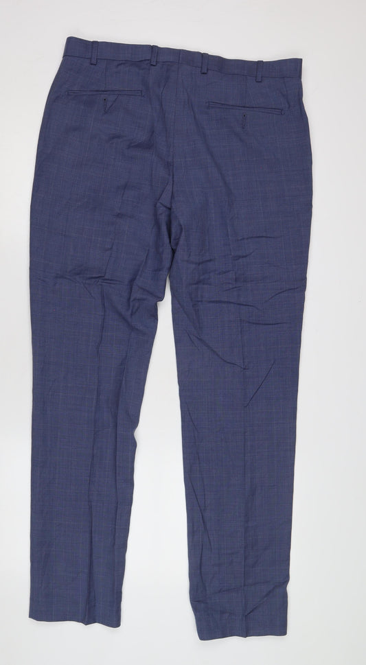 Marks & Spencer Mens Blue Slim Fit Dress Trousers 36