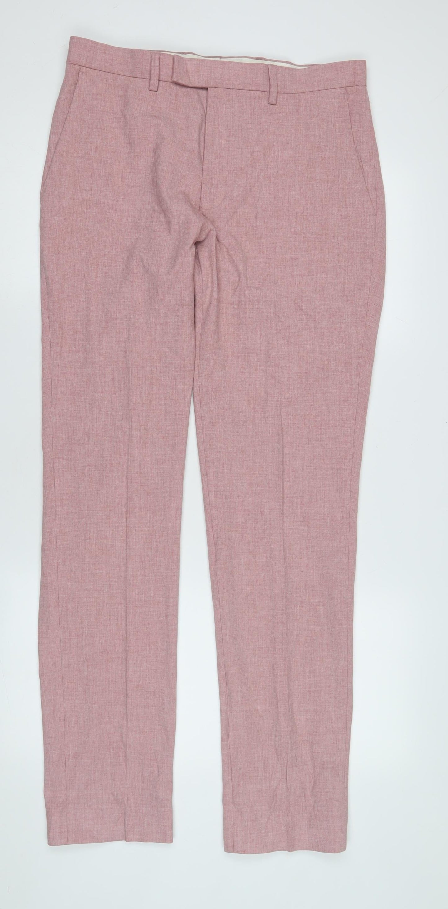 Marks and Spencer Men's Pink Slim Trousers, Size 32L