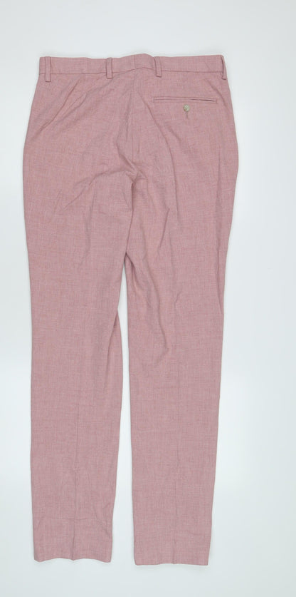 Marks and Spencer Men's Pink Slim Trousers, Size 32L