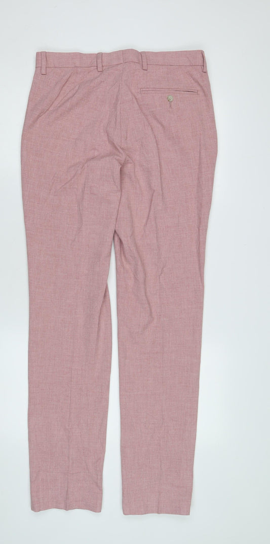 Marks and Spencer Men's Pink Slim Trousers, Size 32L