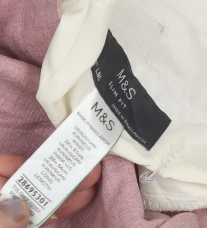 Marks and Spencer Men's Pink Slim Trousers, Size 32L