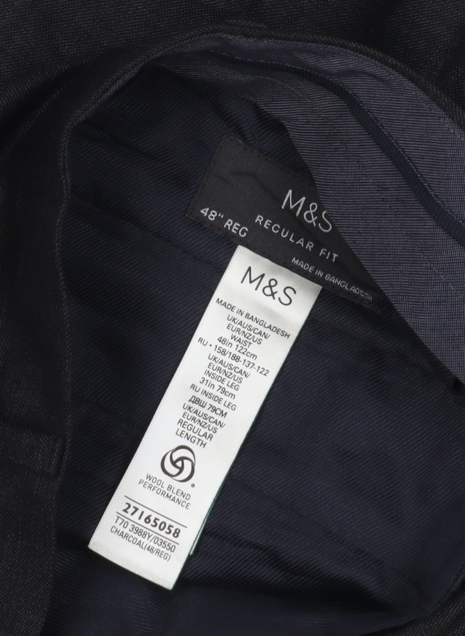 Marks and Spencer Black Wool Trousers - Size 48