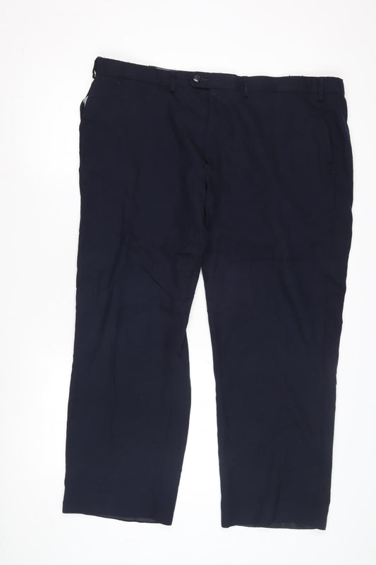 Marks and Spencer Men's Blue Dress Pants, XL, Wool Blend
