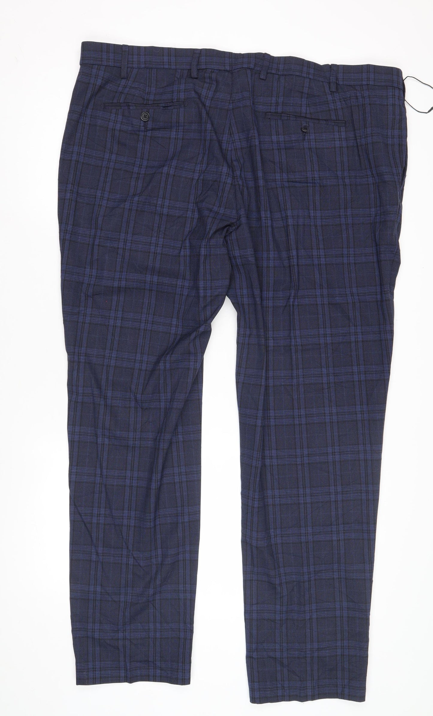 Marks and Spencer Men's Blue Check Trousers Size 44