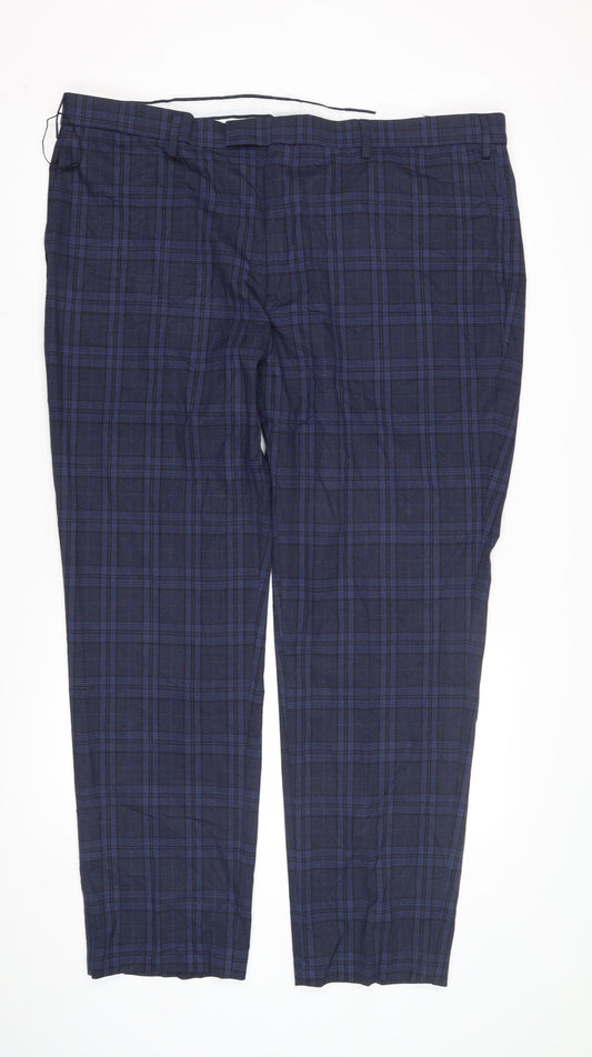 Marks and Spencer Men's Blue Check Trousers Size 44