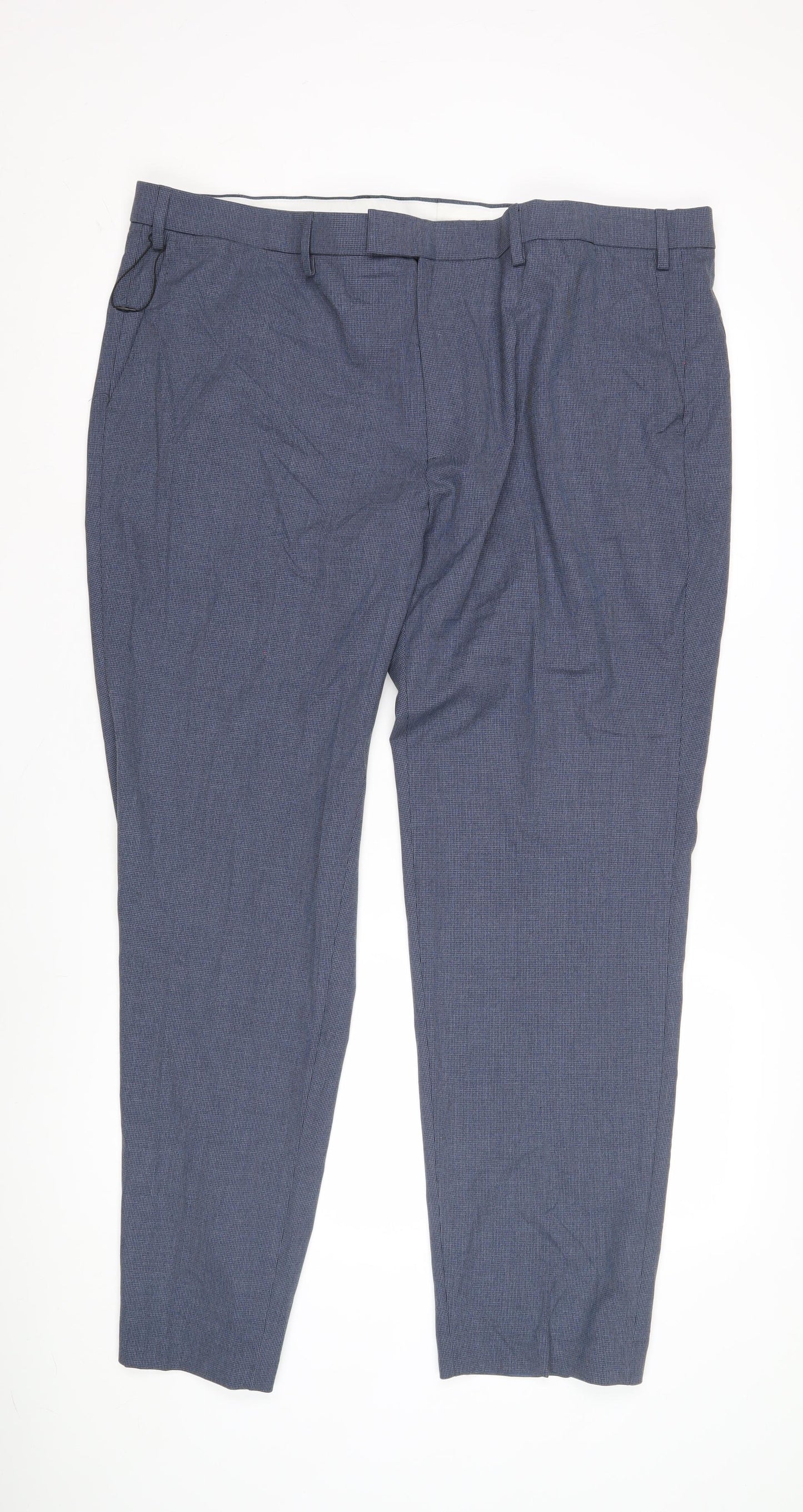 Marks and Spencer Men's Blue Check Trousers, Size 44