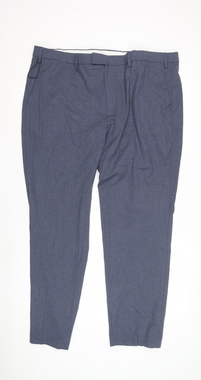 Marks and Spencer Men's Blue Check Trousers, Size 44