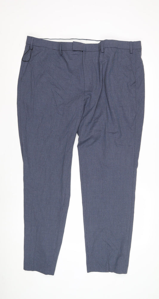 Marks and Spencer Men's Blue Check Trousers, Size 44
