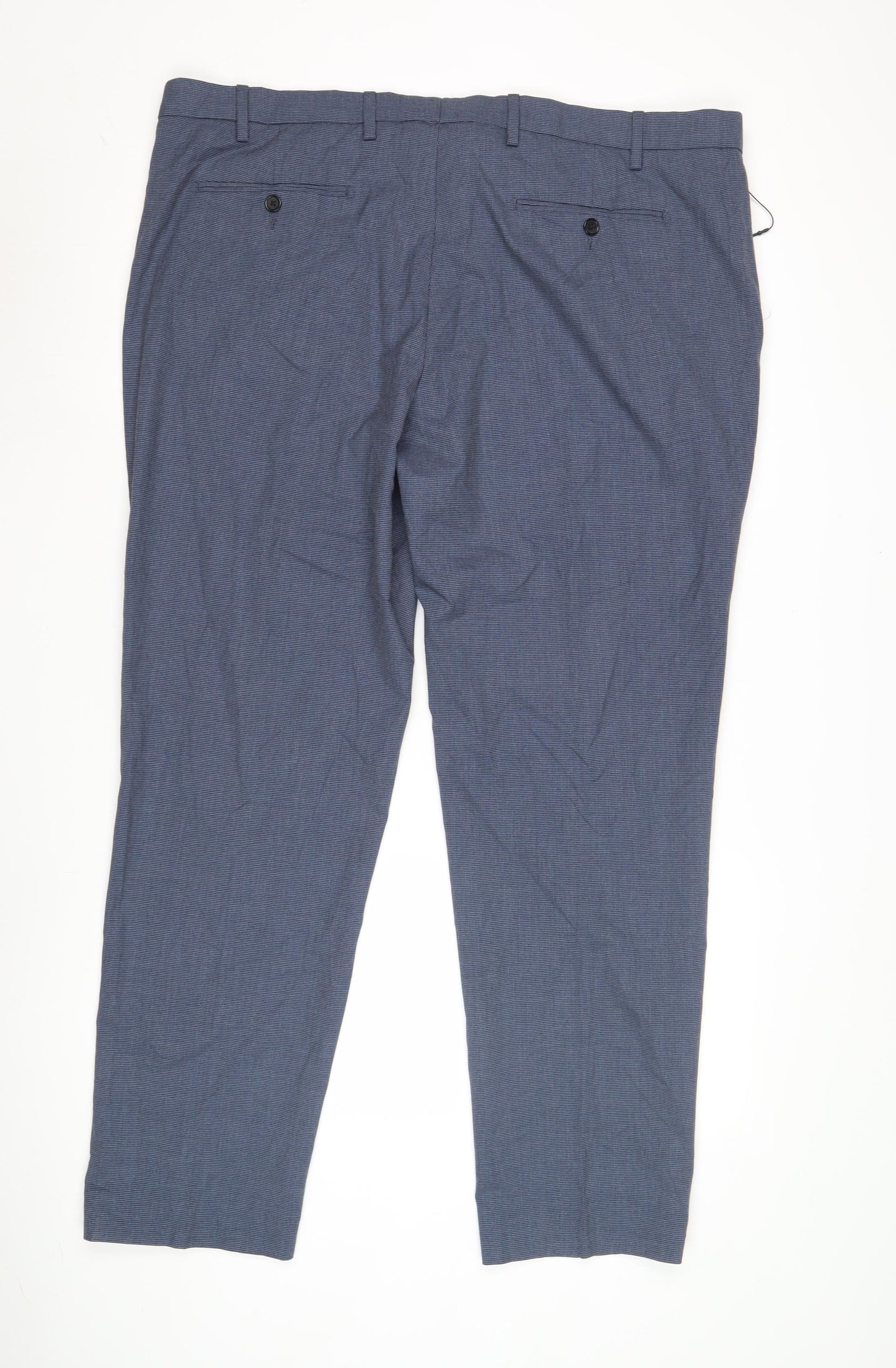 Marks and Spencer Men's Blue Check Trousers, Size 44