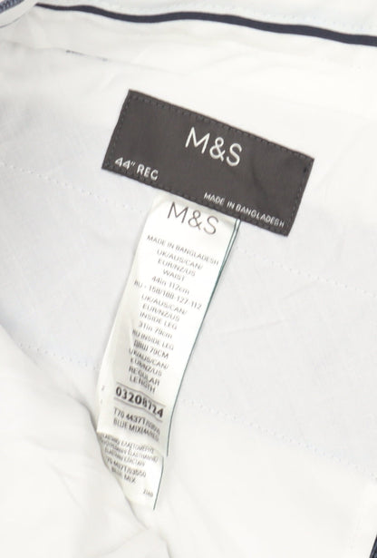 Marks and Spencer Men's Blue Check Trousers, Size 44