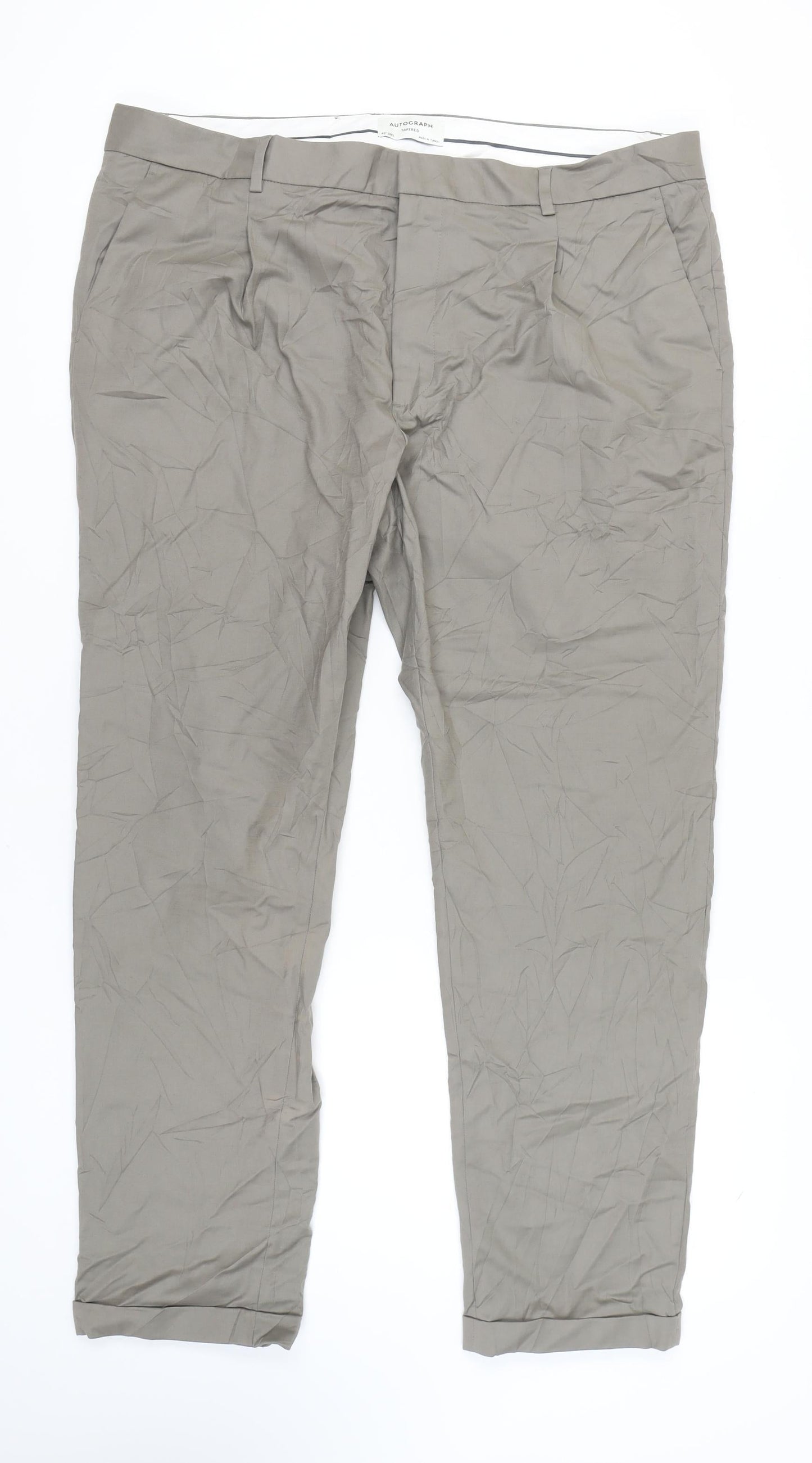 Marks and Spencer Men's Beige Tapered Trousers 42" Long