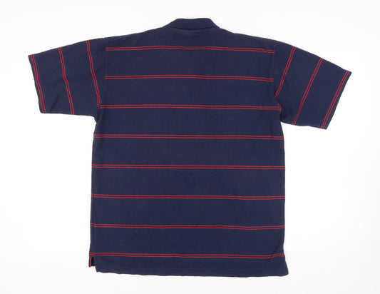 Umbro Men's Blue Striped Polo Shirt, Size L, Casual Wear